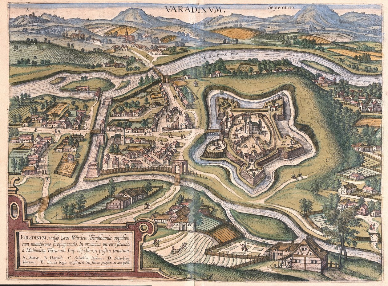 Oradea (or Oradea Mare), Romania by Georg Braun and Hogenberg Franz