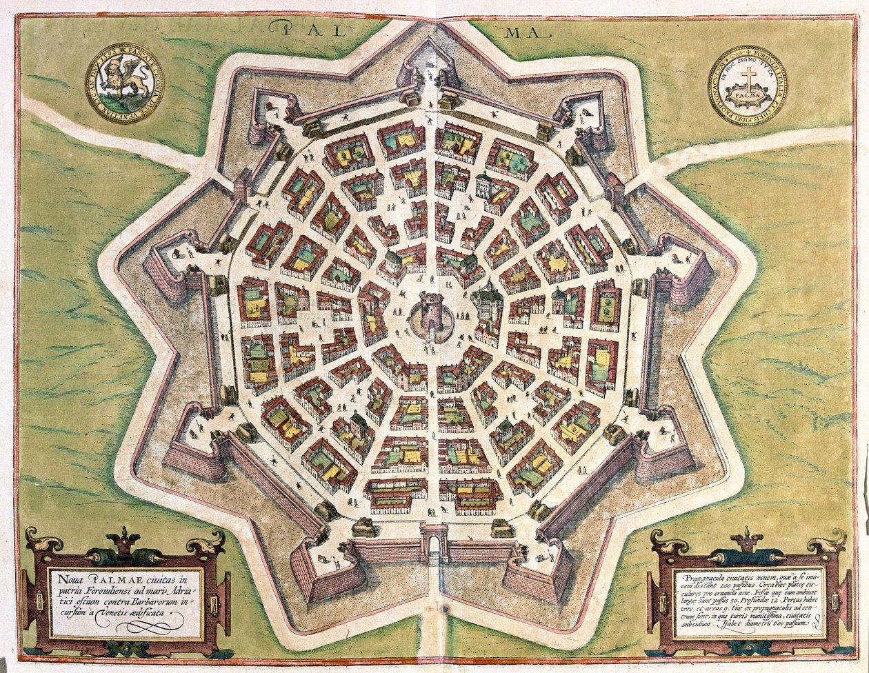 Palmanova, Udine Province, Italy (engraving) by Georg Braun and Hogenberg Franz