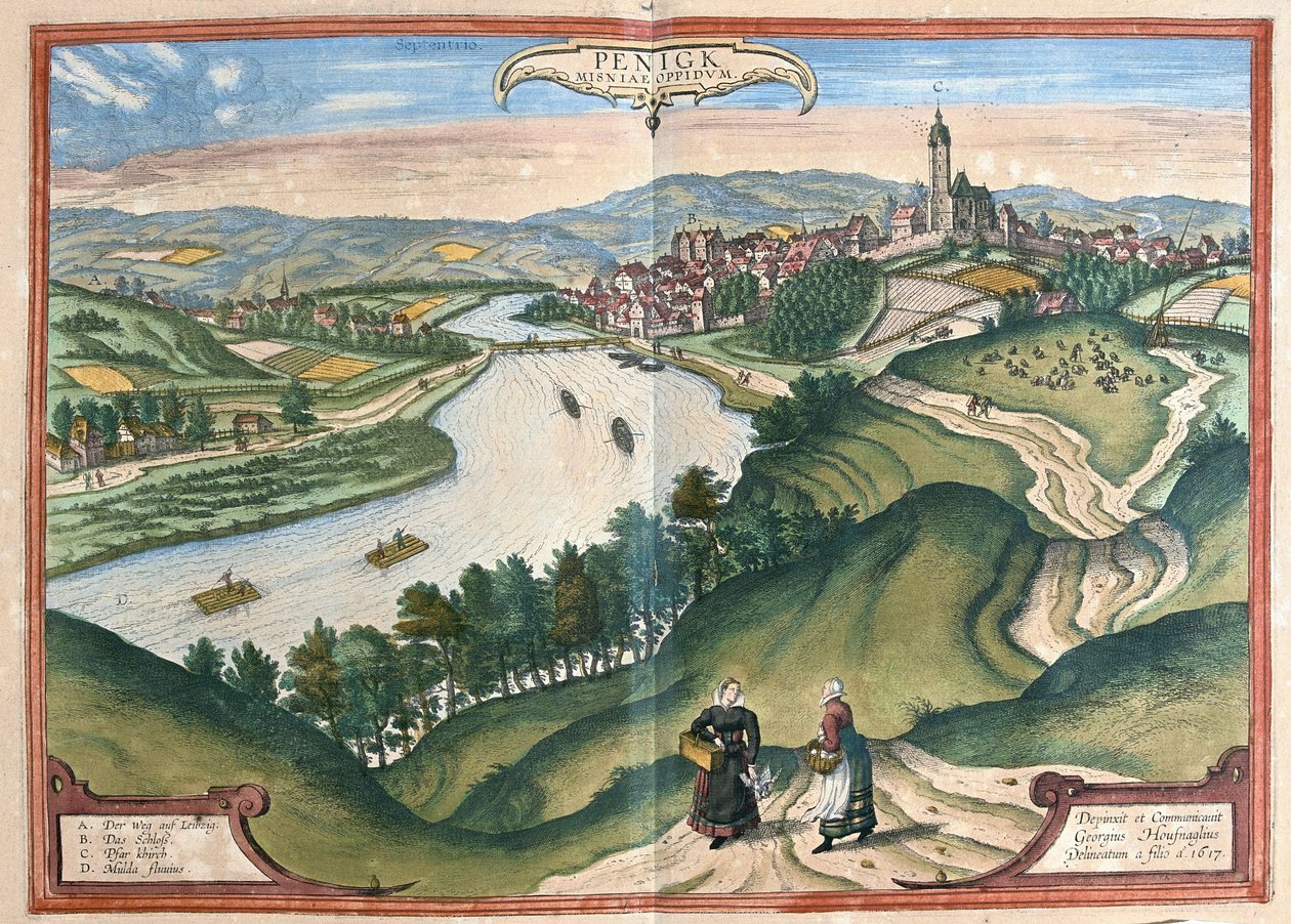 Penig, Saxony, Germany by Georg Braun and Hogenberg Franz