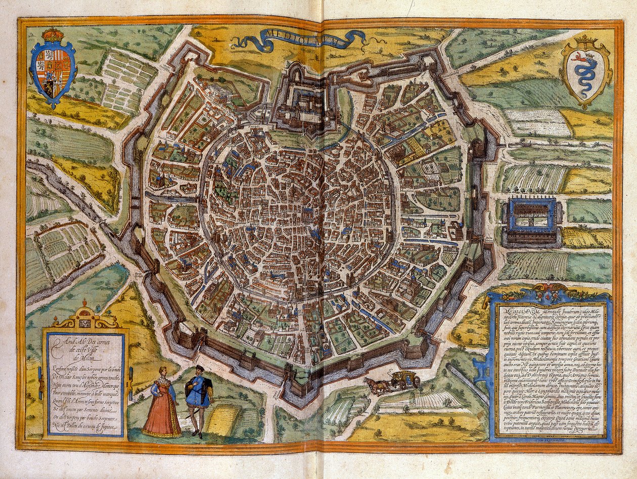 Plan of Milan in 1585 - from the Atlas of Braun & Hogenberg by Georg Braun and Hogenberg Franz