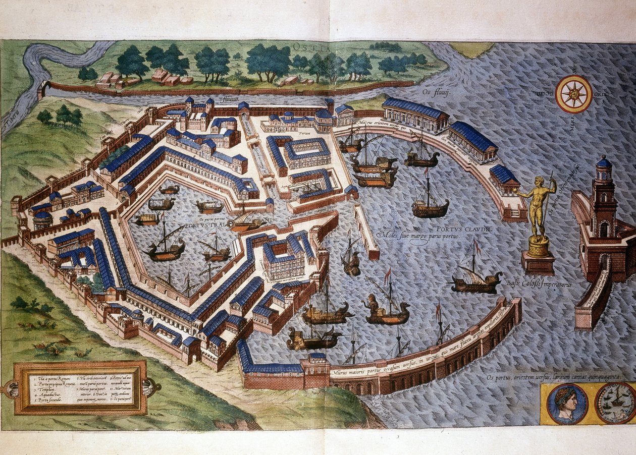 Port of Ostia Ancient, Atlas Bram and Hopely by Georg Braun and Hogenberg Franz