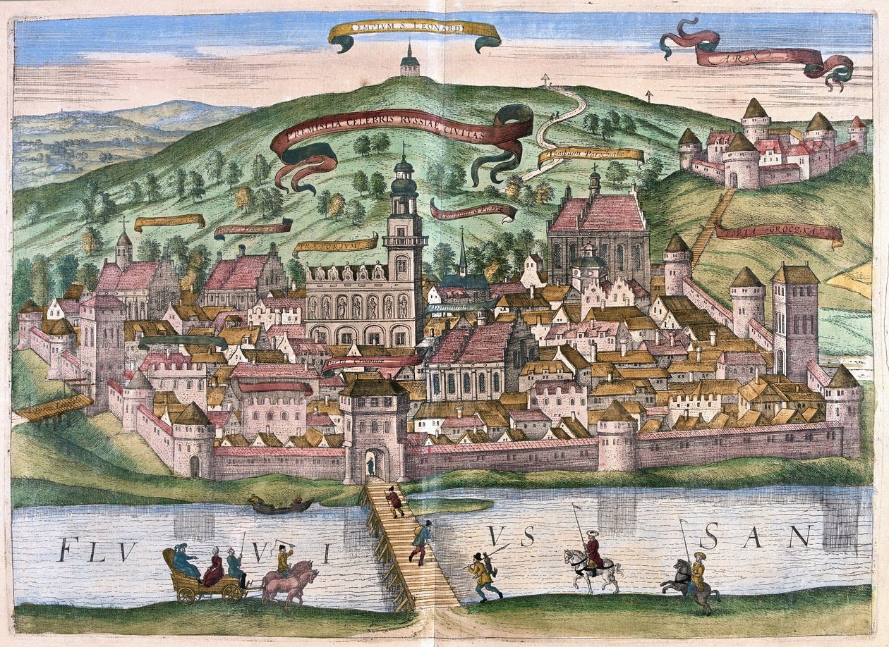 Przemysl, Poland by Georg Braun and Hogenberg Franz