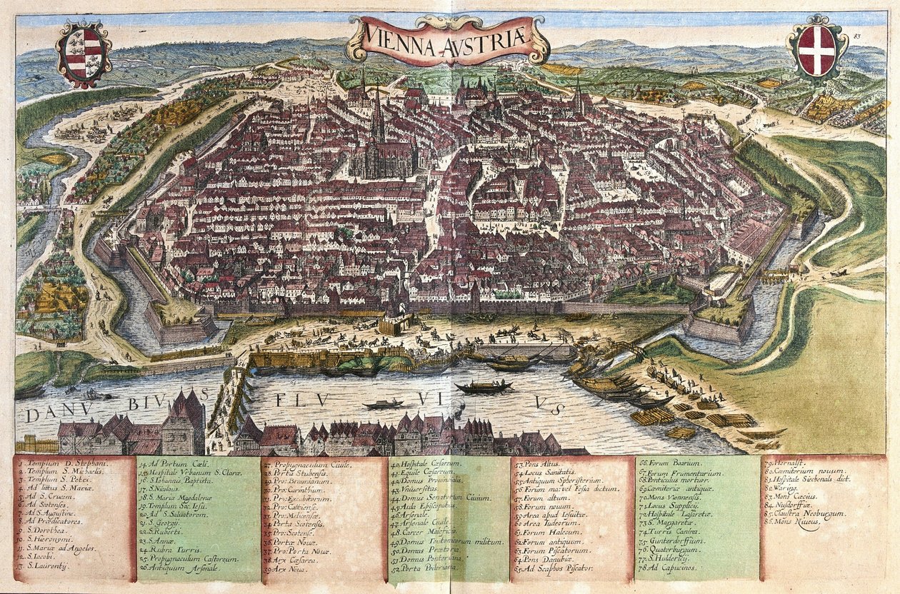 Vienna, Austria (engraving) by Georg Braun and Hogenberg Franz