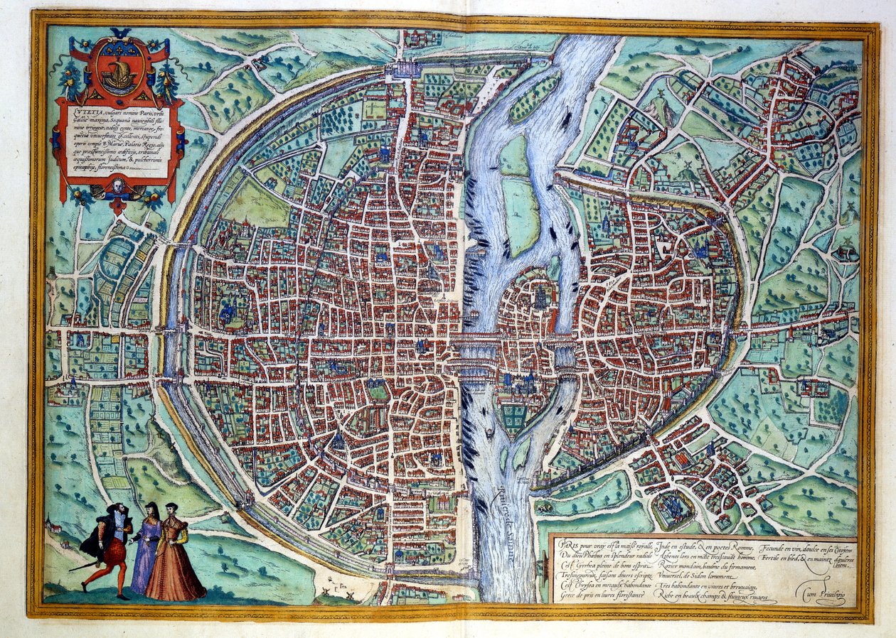 View of the City of Paris at the End of the 16th Century. Atlas de Braun & Hogenberg, Amsterdam by Georg Braun and Hogenberg Franz