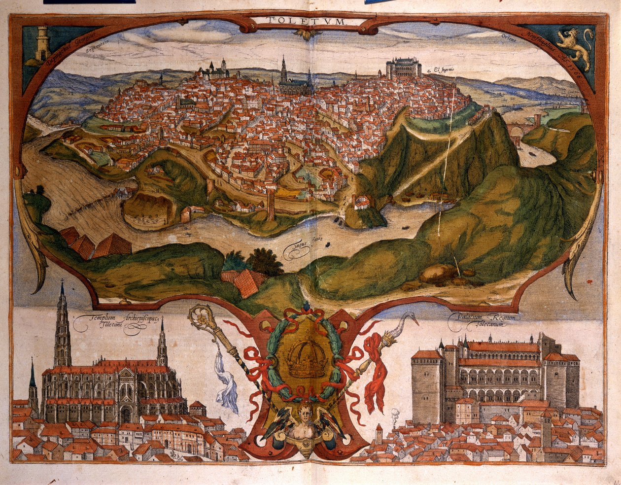 View of the city of Toledo in the 16th century. Engraving by George Braun In 