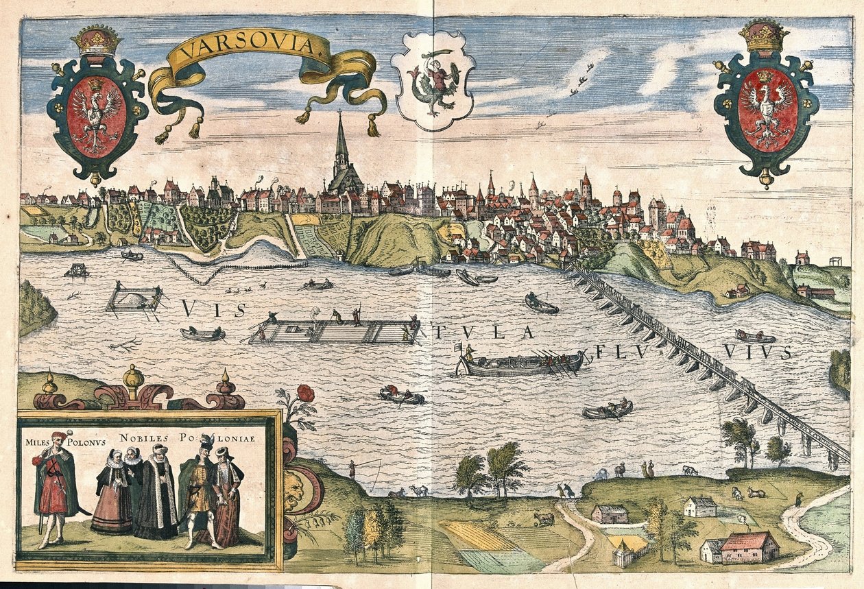 Warsaw, Poland (engraving) by Georg Braun and Hogenberg Franz