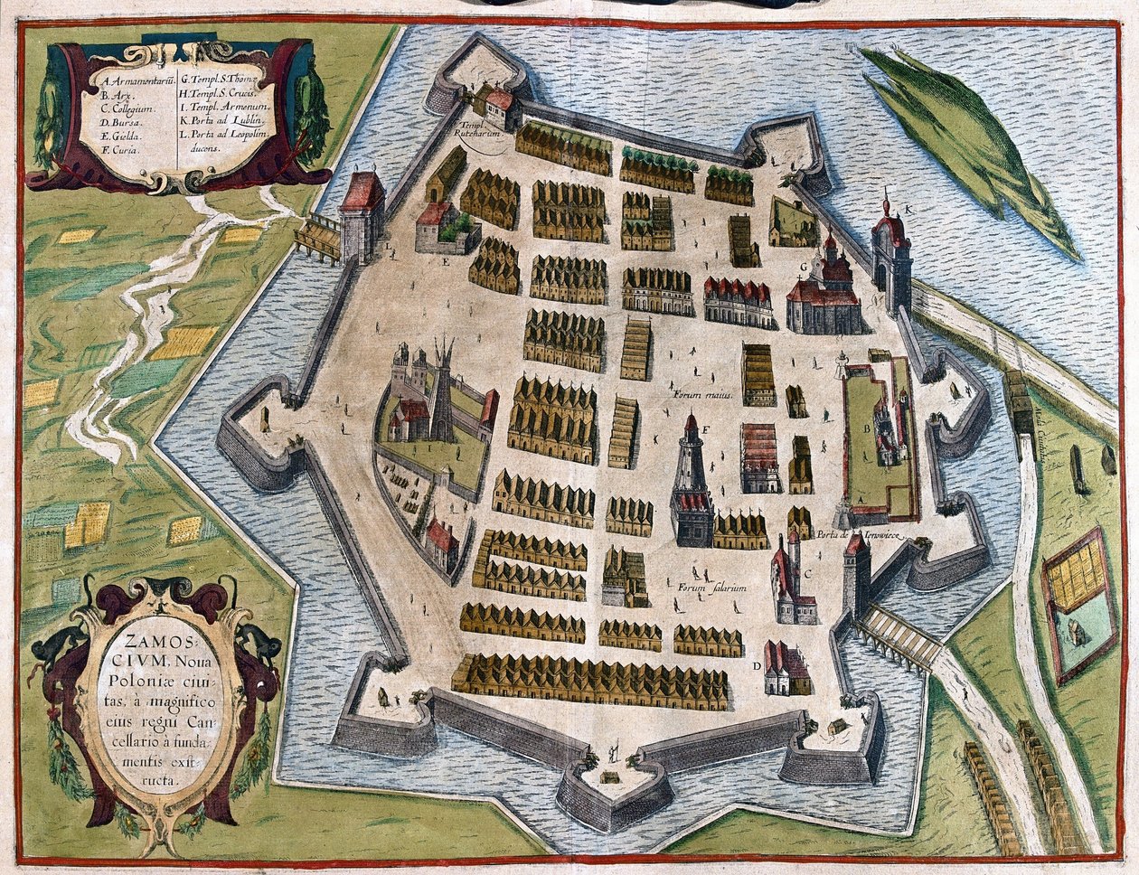 Zamosc, Poland by Georg Braun and Hogenberg Franz