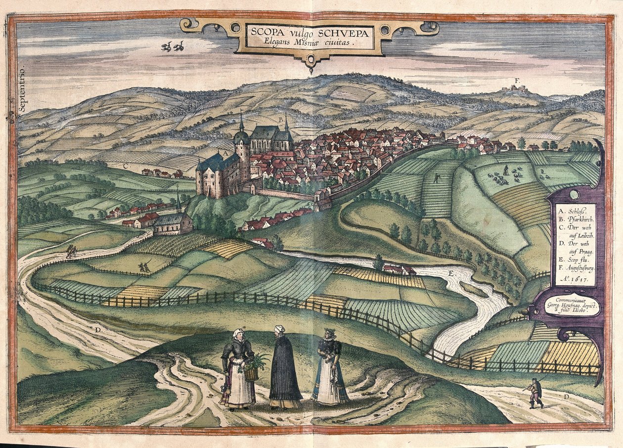 Zschopau, Saxony, Germany by Georg Braun and Hogenberg Franz