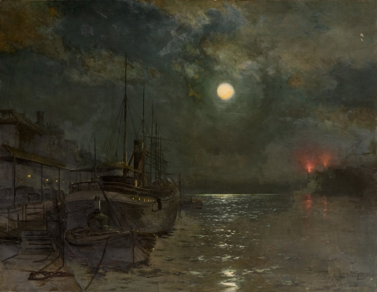 Moonlight on the Tyne by George Anthony Waterston