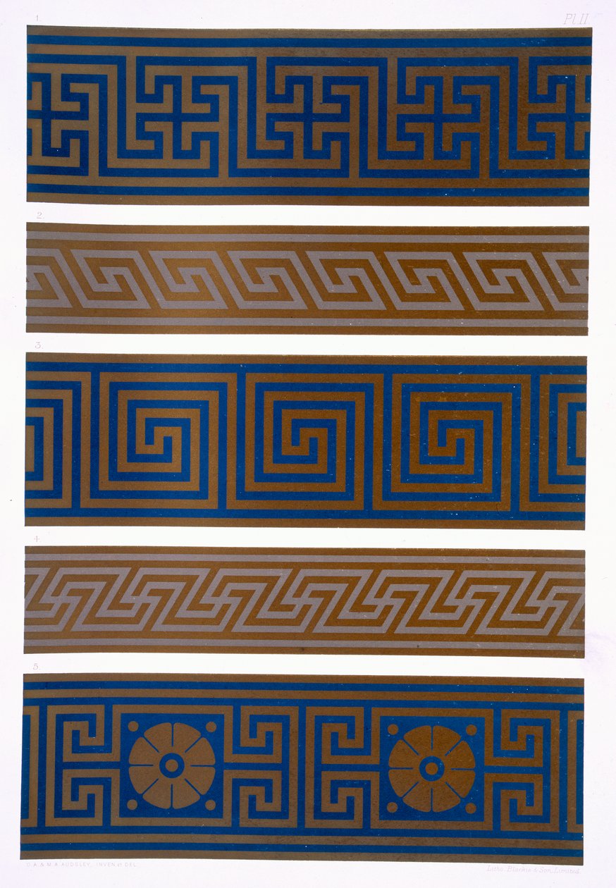 Greek Ornament: Bands or borders in dark on light and light on dark colours, plate II from 