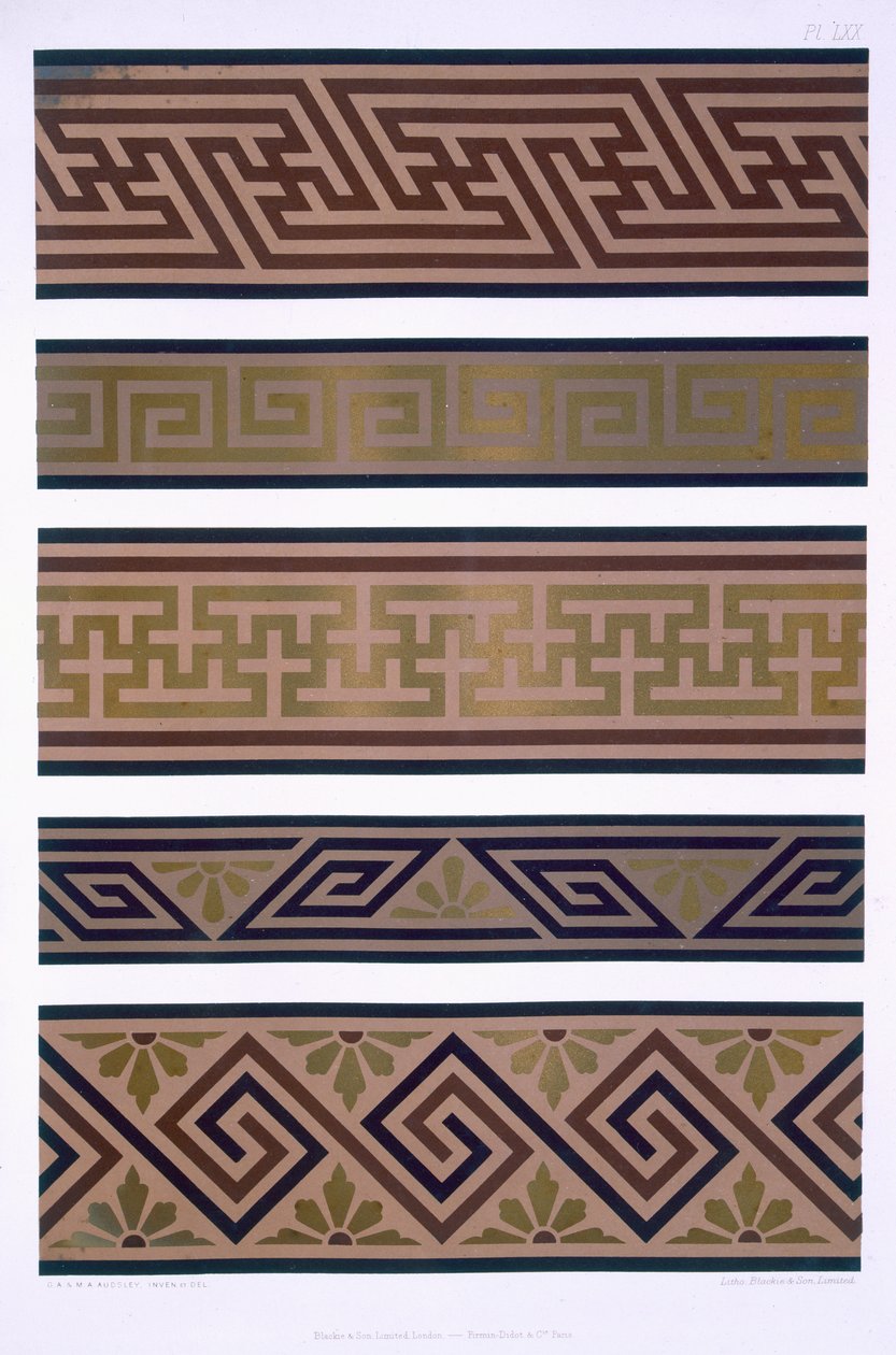 Japanese Ornament: Bands or borders in gold on dark colour grounds, plate LXX from 