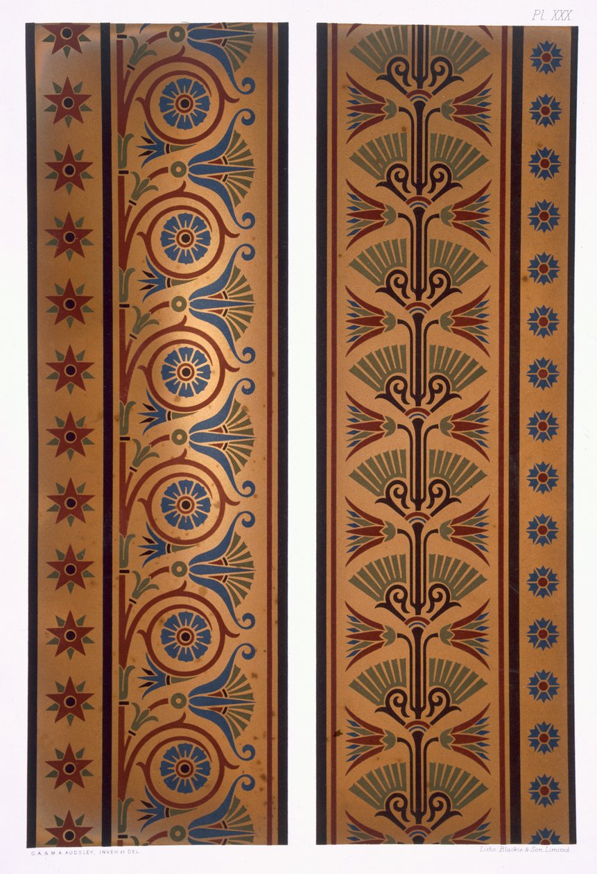 Vertical bands or borders in dark colours on gold ground, plate XXX from 