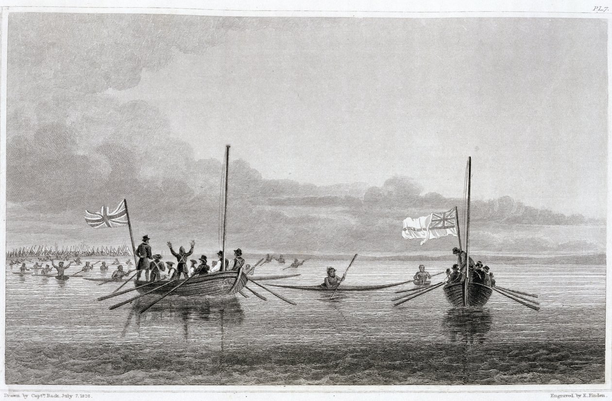 Eskimaux Coming Towards the Boats in Shoalwater Bay, July 7, 1826, from 