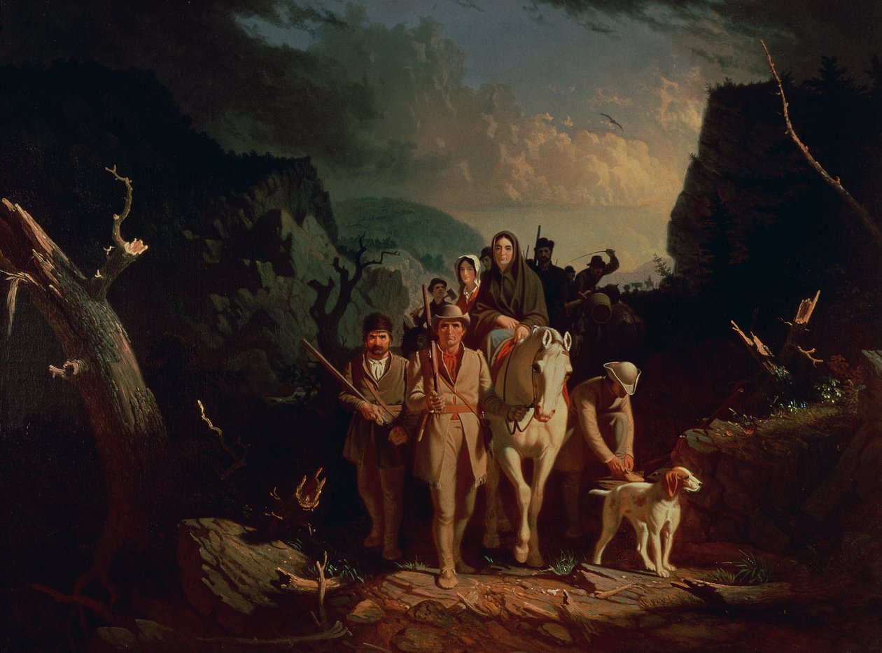 Daniel Boone escorting settlers through the Cumberland Gap, 1851-52 by George Caleb Bingham