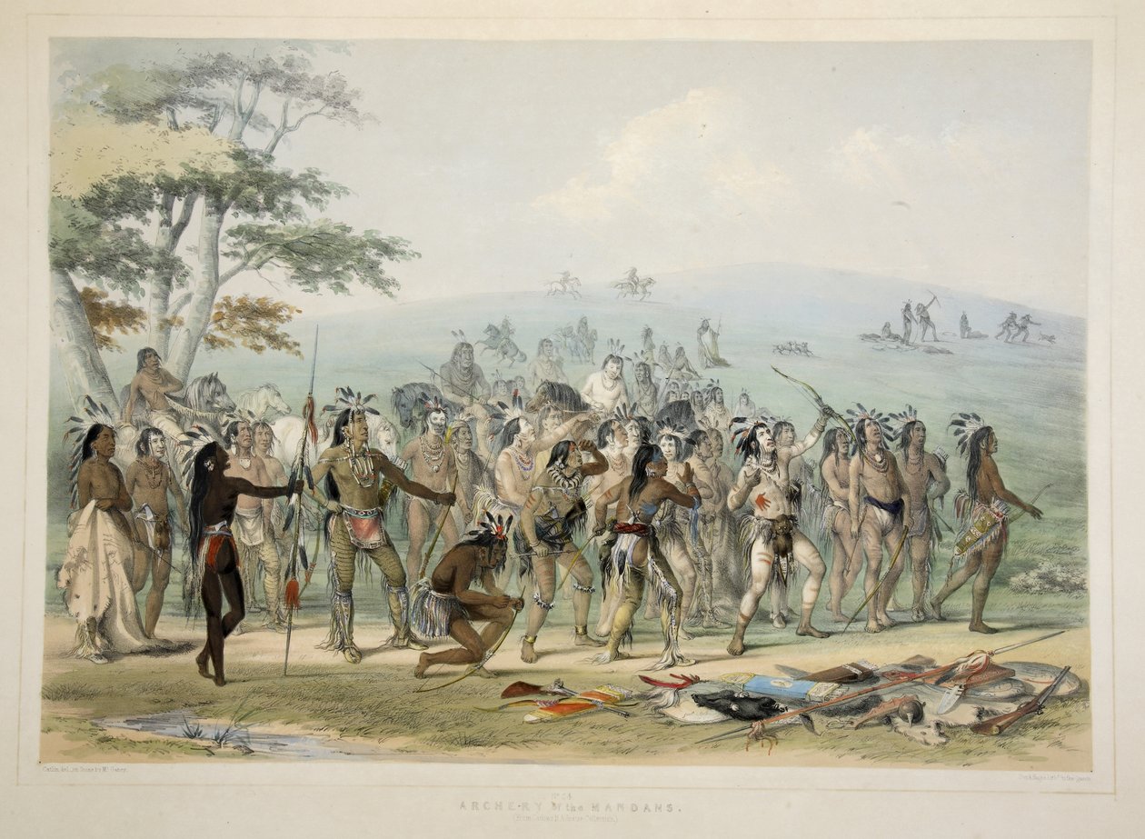 Archery of the Mandans, from Catlin