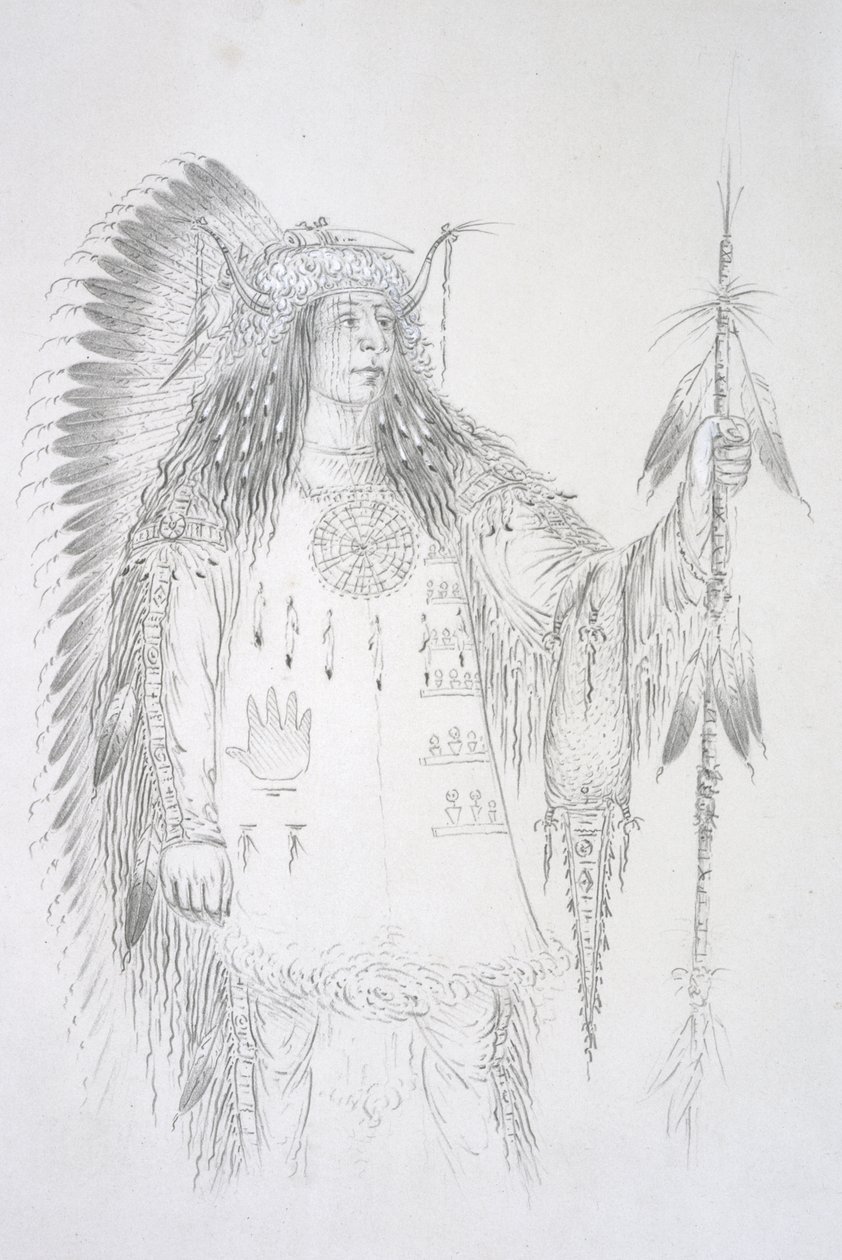 Mah-to-toh-pa (The Four Bears) by George Catlin