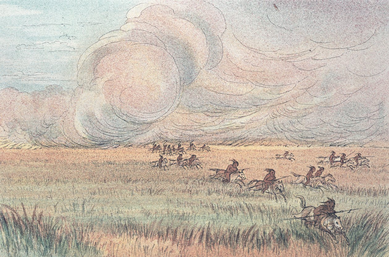 Missouri Prairie Fire by George Catlin