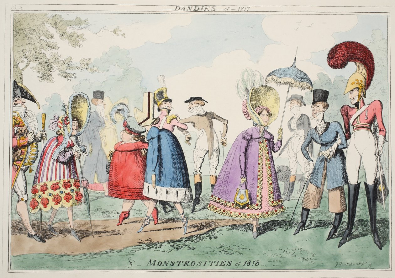 Dandies of 1817 and Monstrosities of 1818, pub. 1835 by George Cruikshank