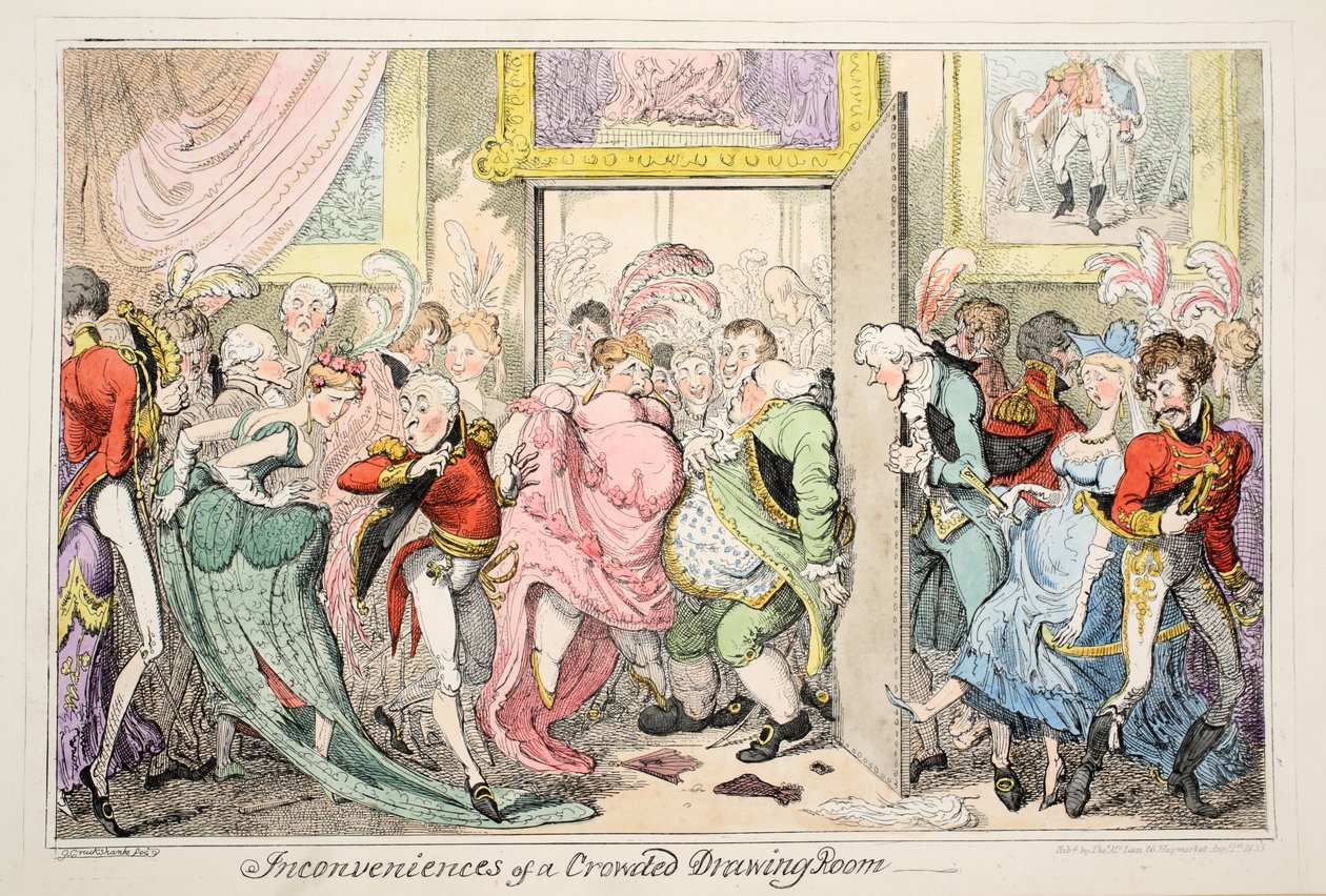 Inconveniences of a Crowded Drawing Room by George Cruikshank