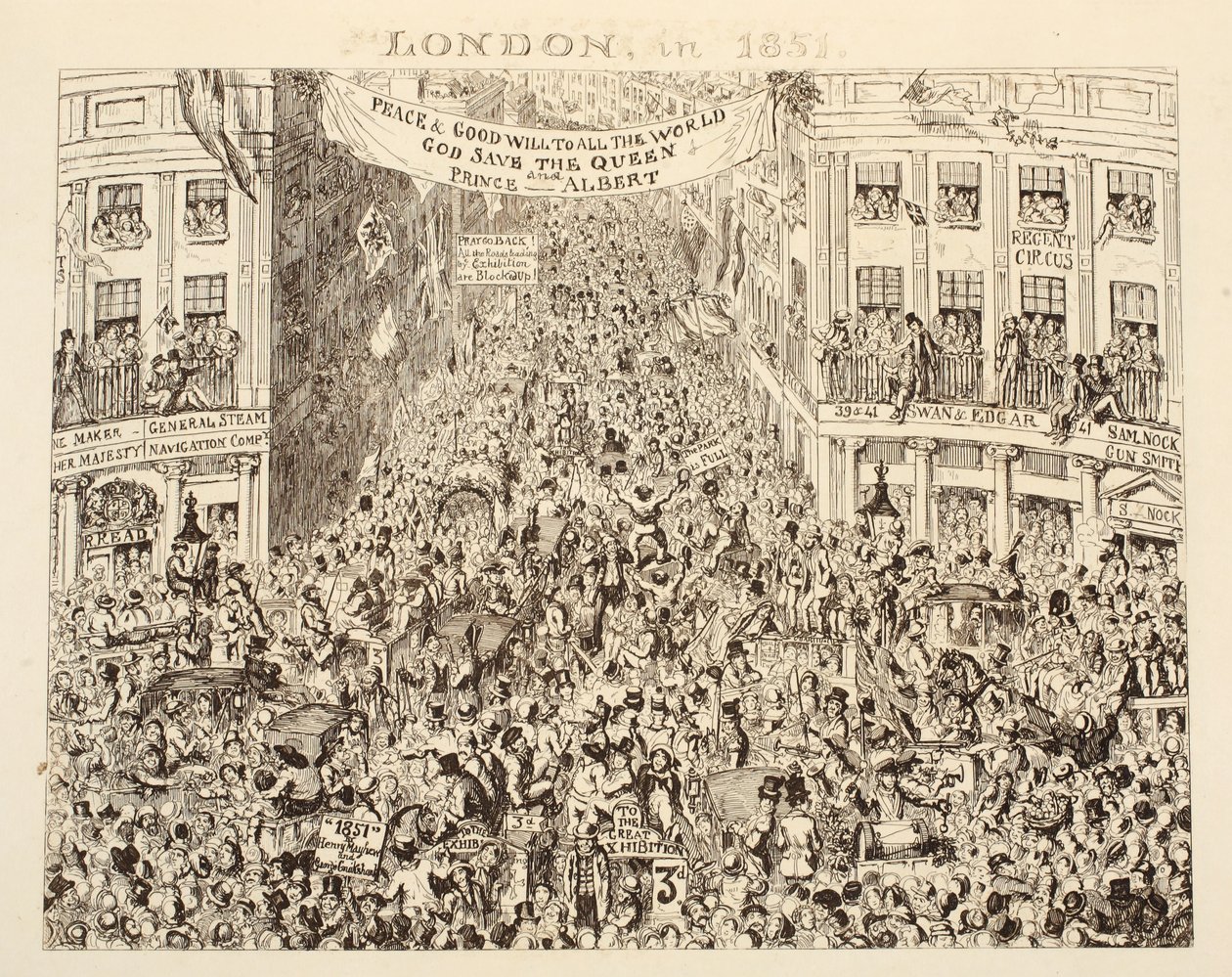 London in 1851, from 1851 or The Adventures of Mr & Mrs Sandboys and family who came up to London to enjoy themselves and to see the Great Exhibition by George Cruikshank