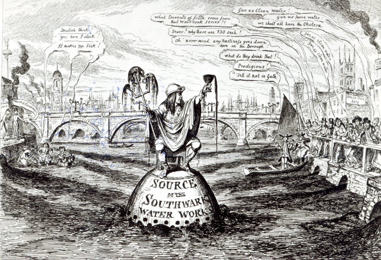 Satirical Cartoon about the Southwark Water Company, 1832 by George Cruikshank