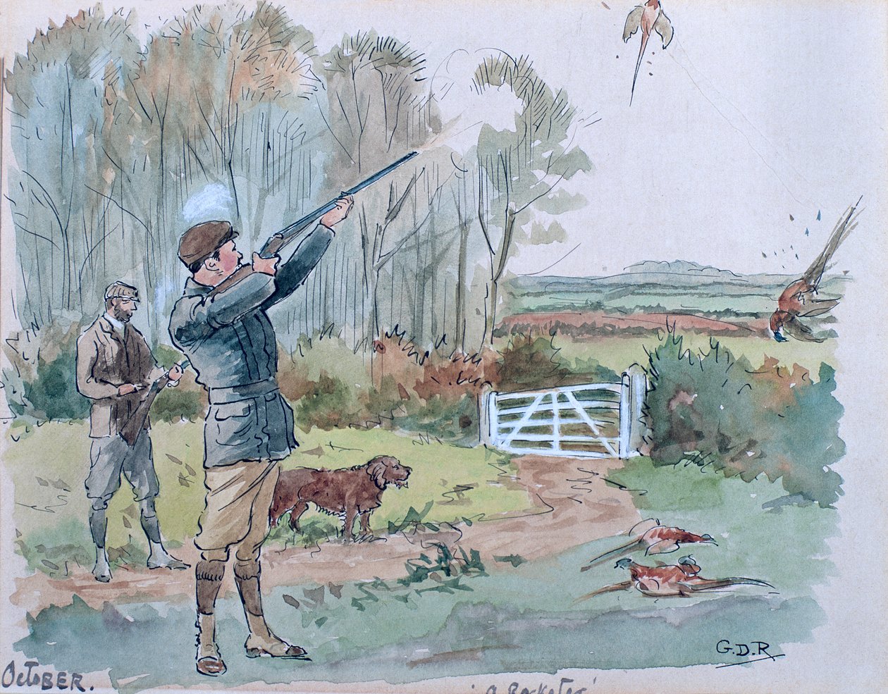 The Month of October: Pheasant Shooting by George Derville Rowlandson