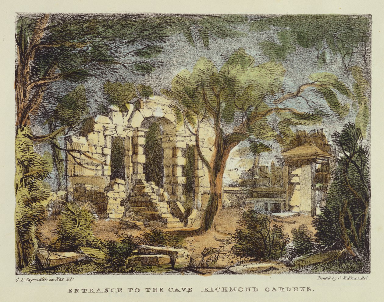 Entrance to the Cave, Richmond Gardens, plate 18 from 
