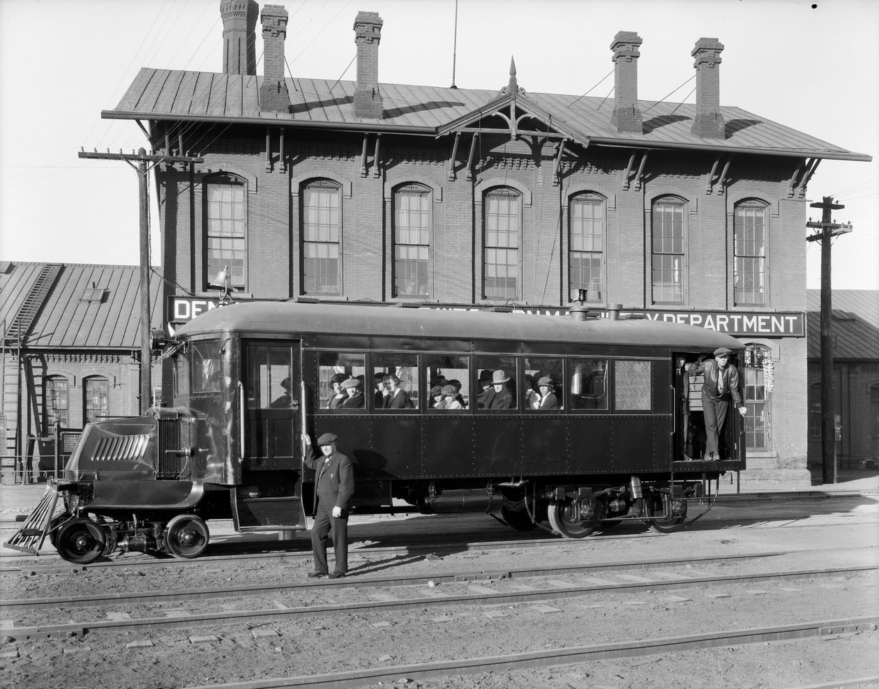 Mack railbus on trial at DundRGW Burnham Shops, 1926 by George Lytle Beam