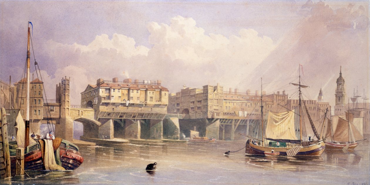 London Bridge, 1835 by George Pyne