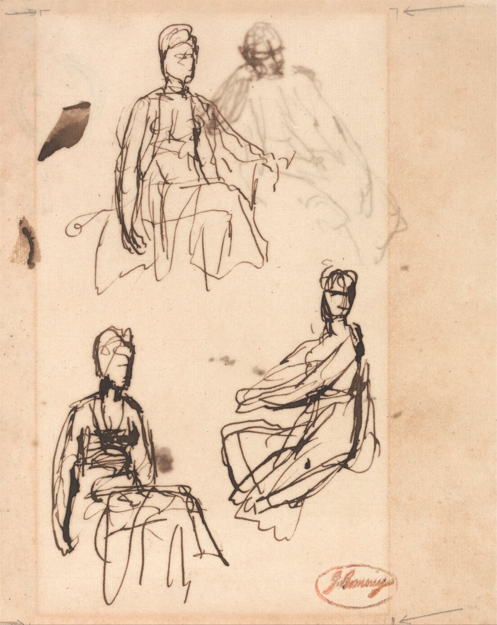 Seated Woman - Three Studies by George Romney