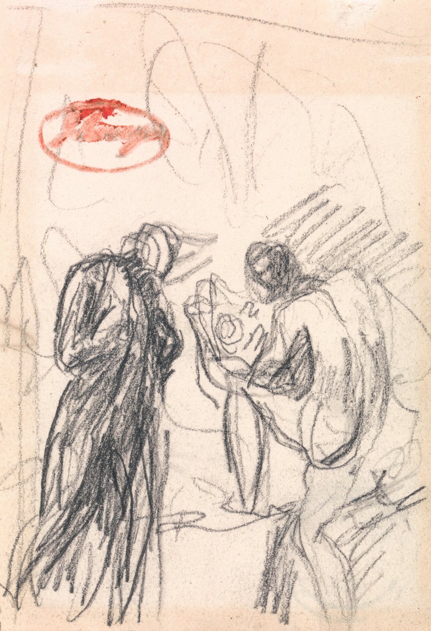 Two Figures, with One Male Nude Kneeling by George Romney