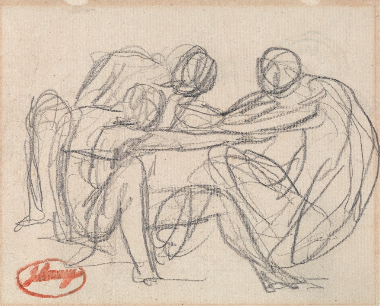 Two Kneeling Figures Struggling with a Seated Figure by George Romney