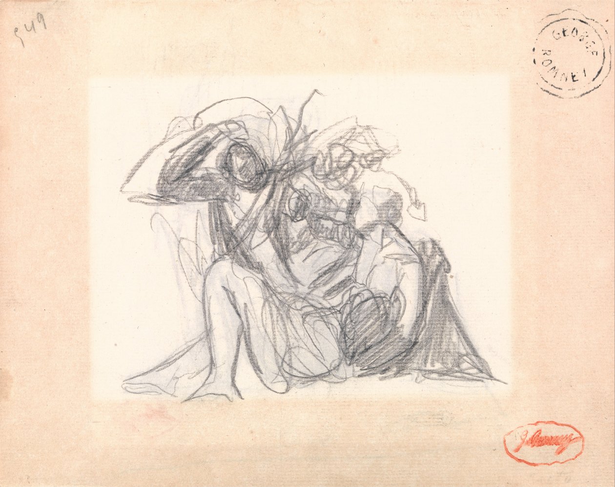 Unidentified Subject- Reclining Woman and Other Figures by George Romney