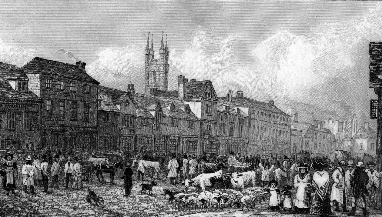 Market Day at Ashford, Kent, engraved by T. Garner by George Shepherd