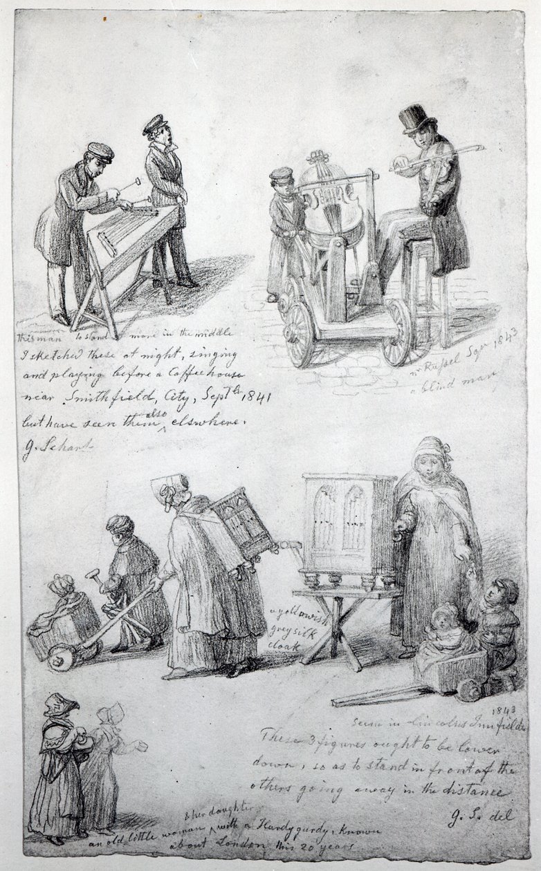 Musicians on the streets of London, 1841-43 by George Snr Scharf