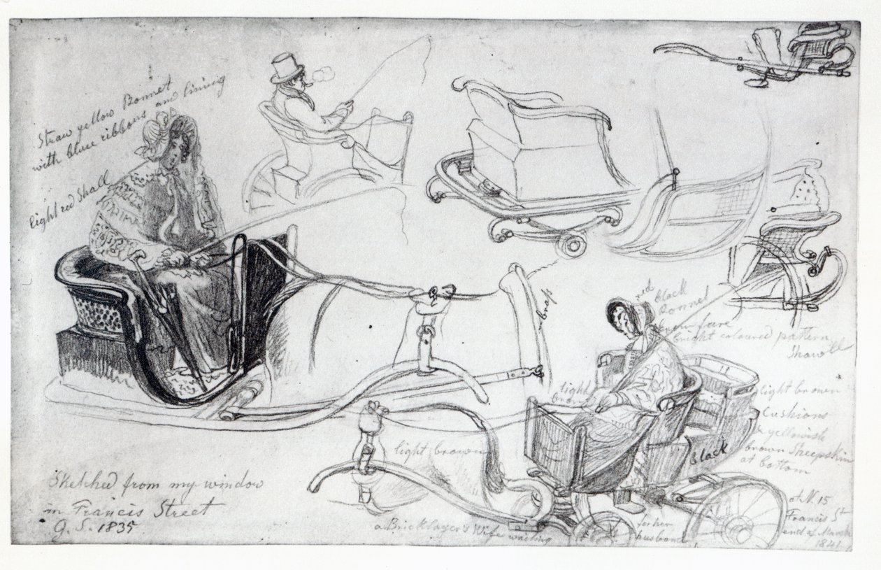 Pony and Traps on Francis Street, London, 1835 by George Snr Scharf