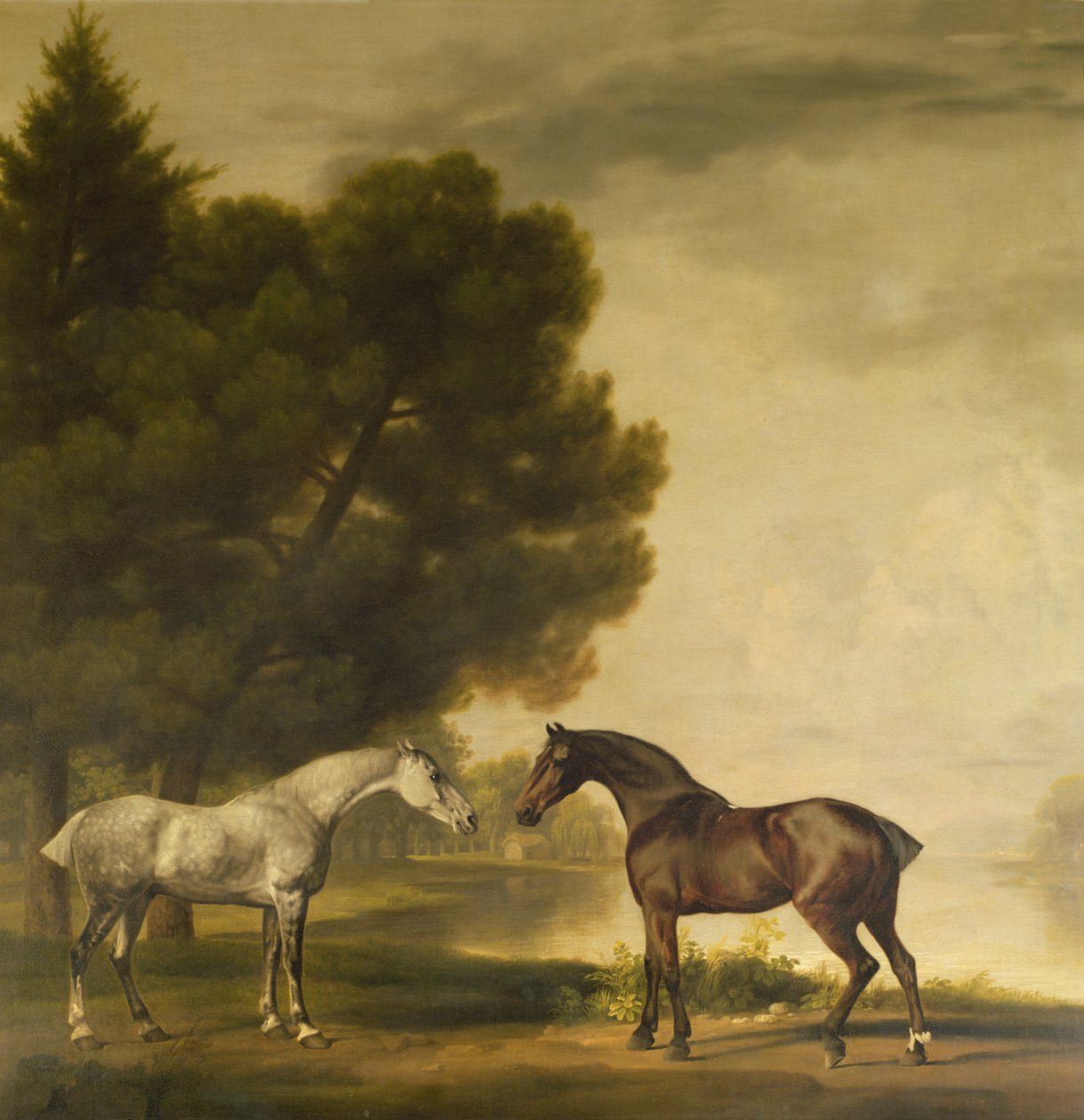 A Grey and a Bay in a Landscape by George Stubbs