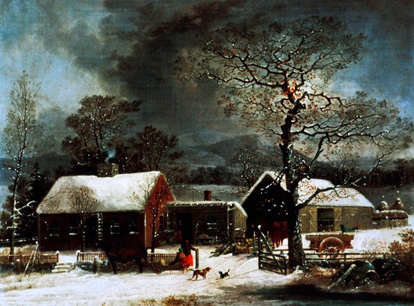 Winter Scene in New Haven, c.1858 by George (after) Durrie