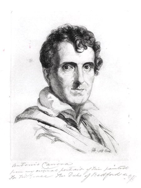 Portrait of Antonio Canova (1757-1822) 1817 (engraving) by George (after) Hayter