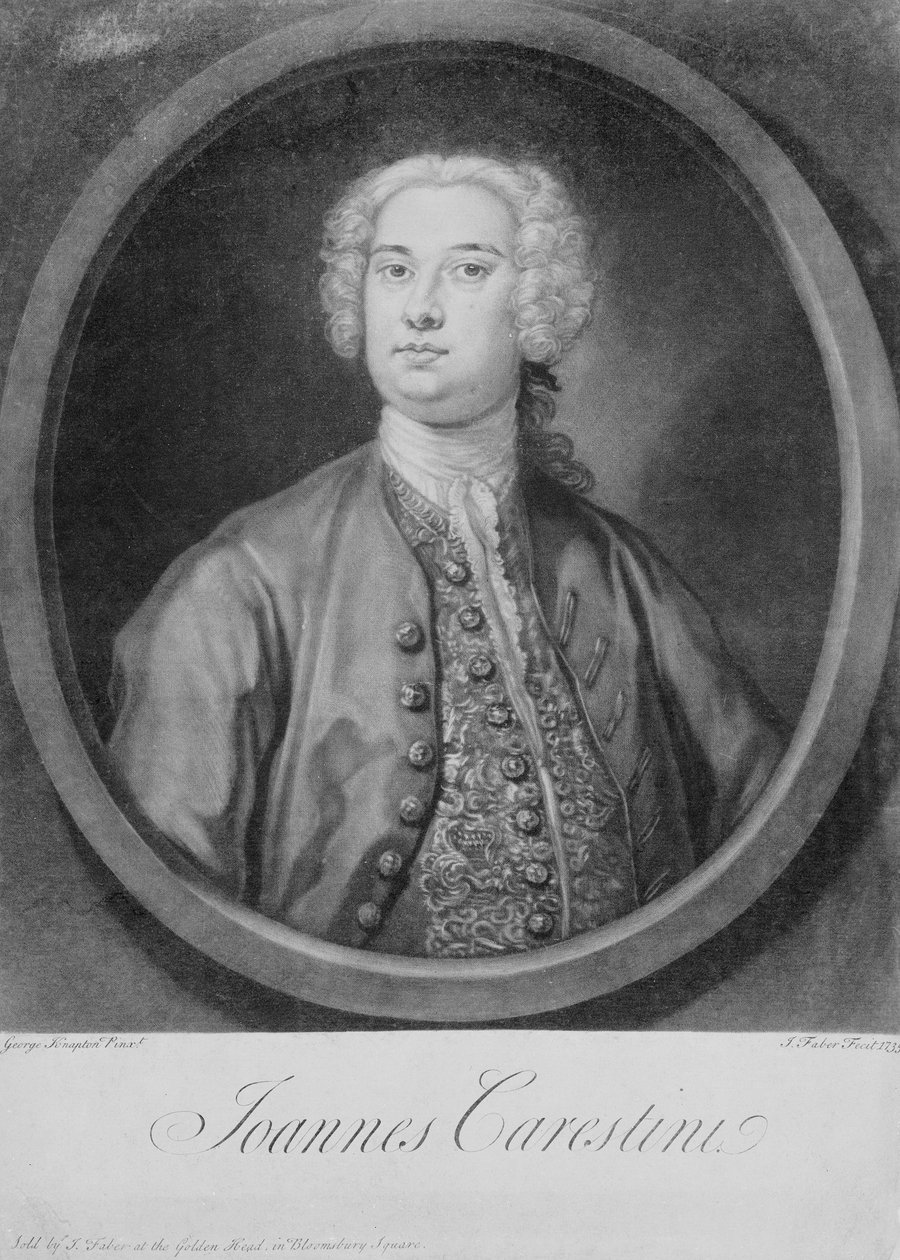 Portrait of Joannes Carestini, Italian Castrato, Engraved by John Faber by George (after) Knapton