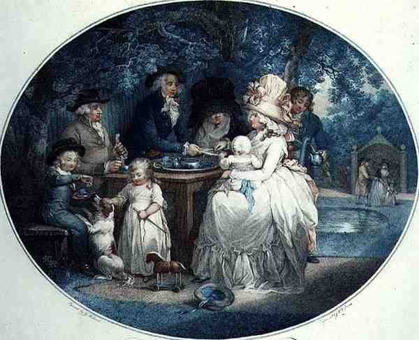 A Tea Garden, engraved by Francois David Soiron, pub. by T. Gaugain by George (after) Morland