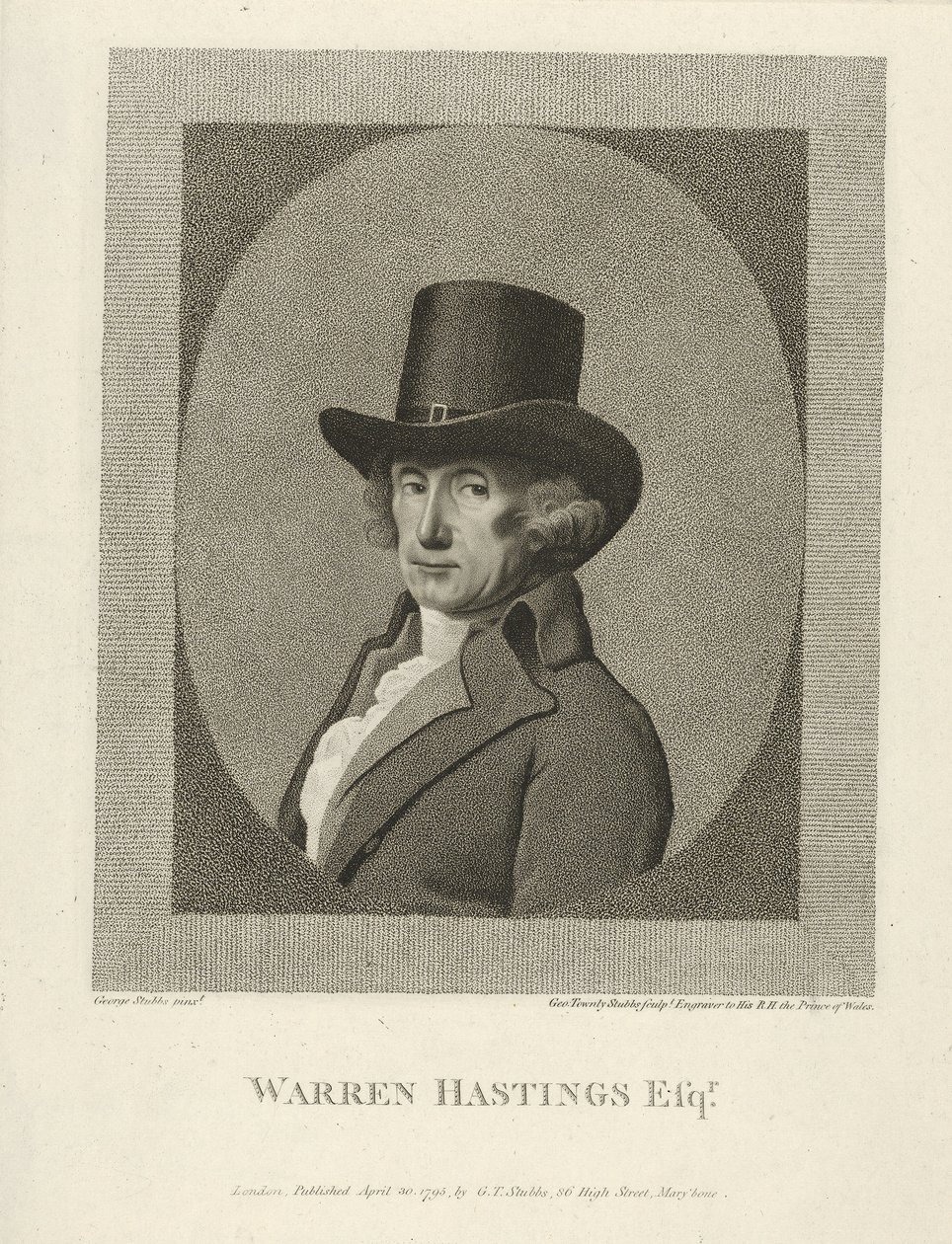 Portrait of Warren Hastings, Esq., Published 1795 (engraving) by George (after) Stubbs