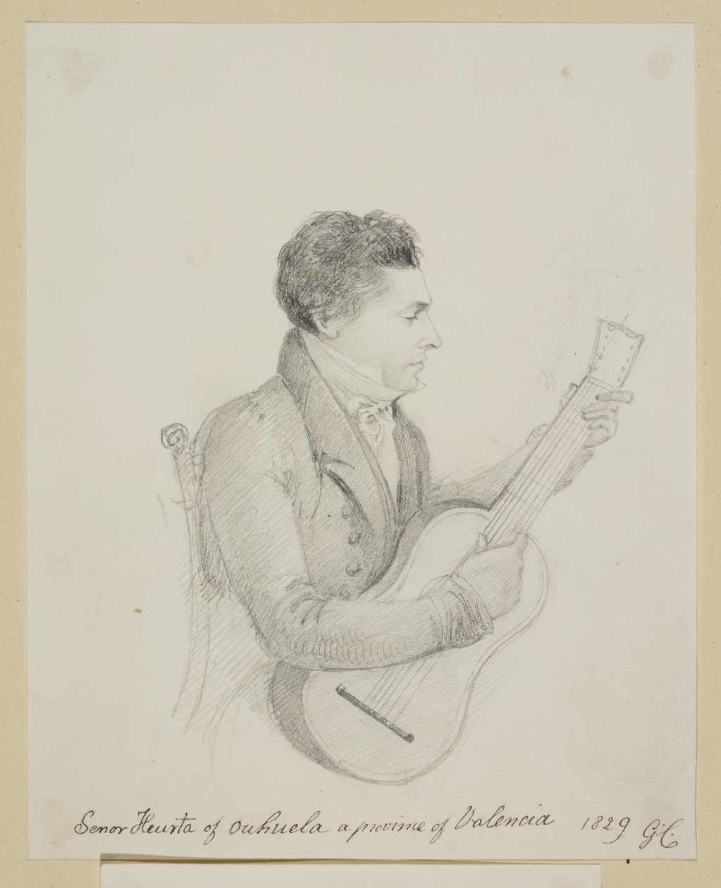 Señor Huerta of Orihuela, Valencia, Playing a Guitar by George (attr. to) Cumberland