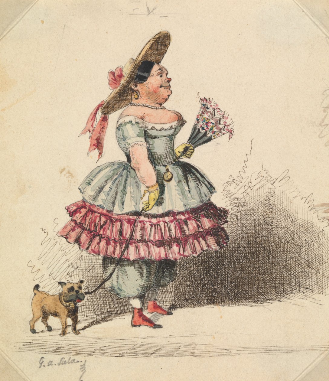Grotesque Maiden with Dog by George Augustus Sala