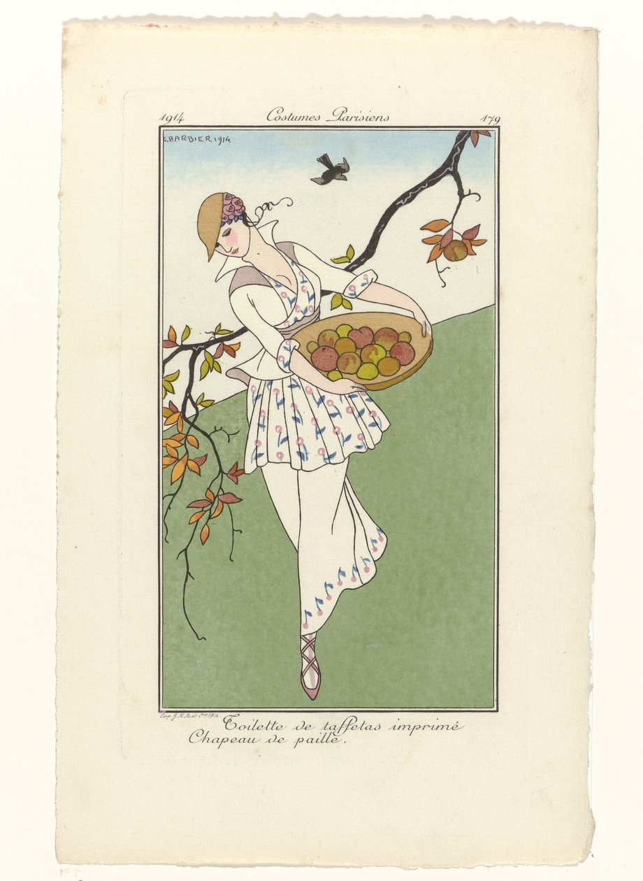 Journal des Dames et des Modes, Costumes Parisiens, 1914, No. 179: Taffeta Dresses by George Barbier