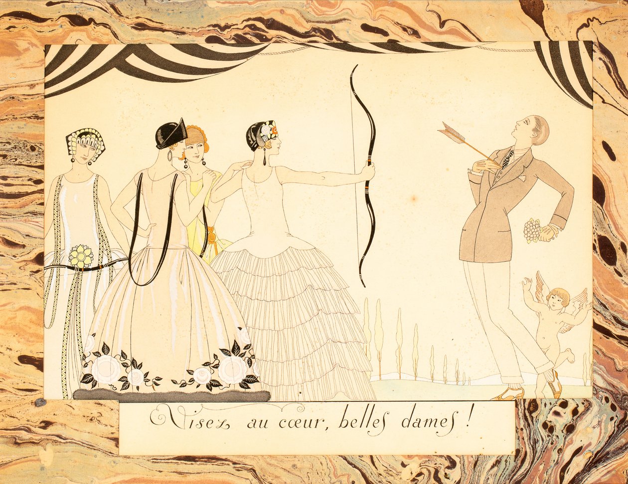 Aim for the Heart, Beautiful Ladies! From The Happiness of the Day or, The Graces in Fashion by George Barbier