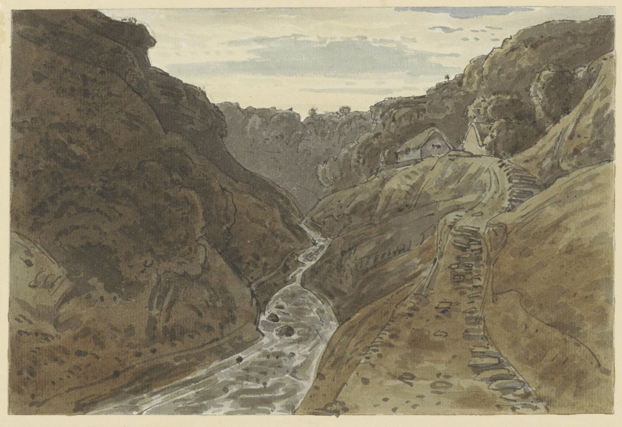 River Valley and Mountain Road Leading to Two Houses by George Barret jr. (possibly)