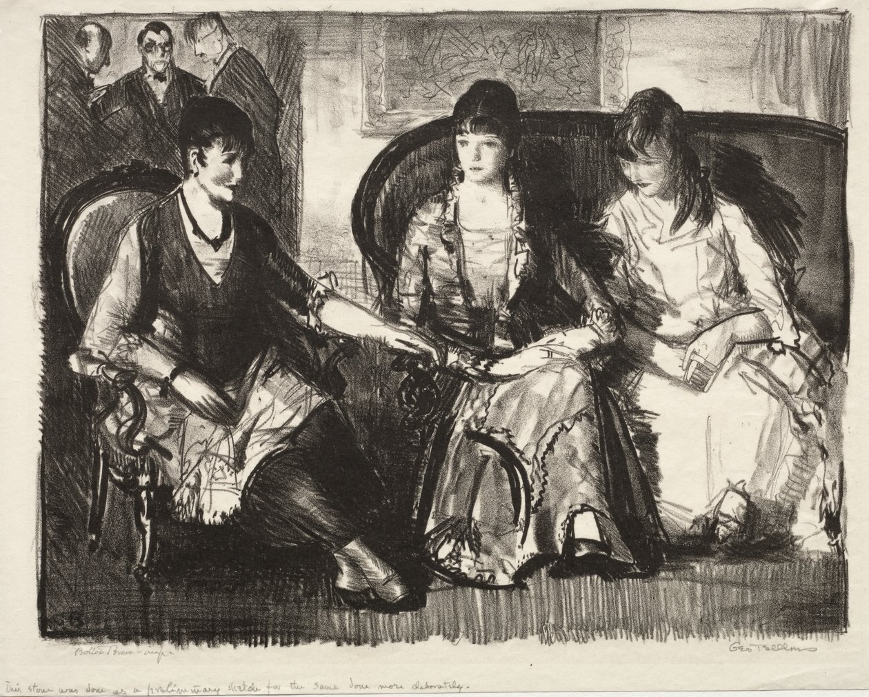Elsie, Emma and Marjorie, First Stone by George Bellows