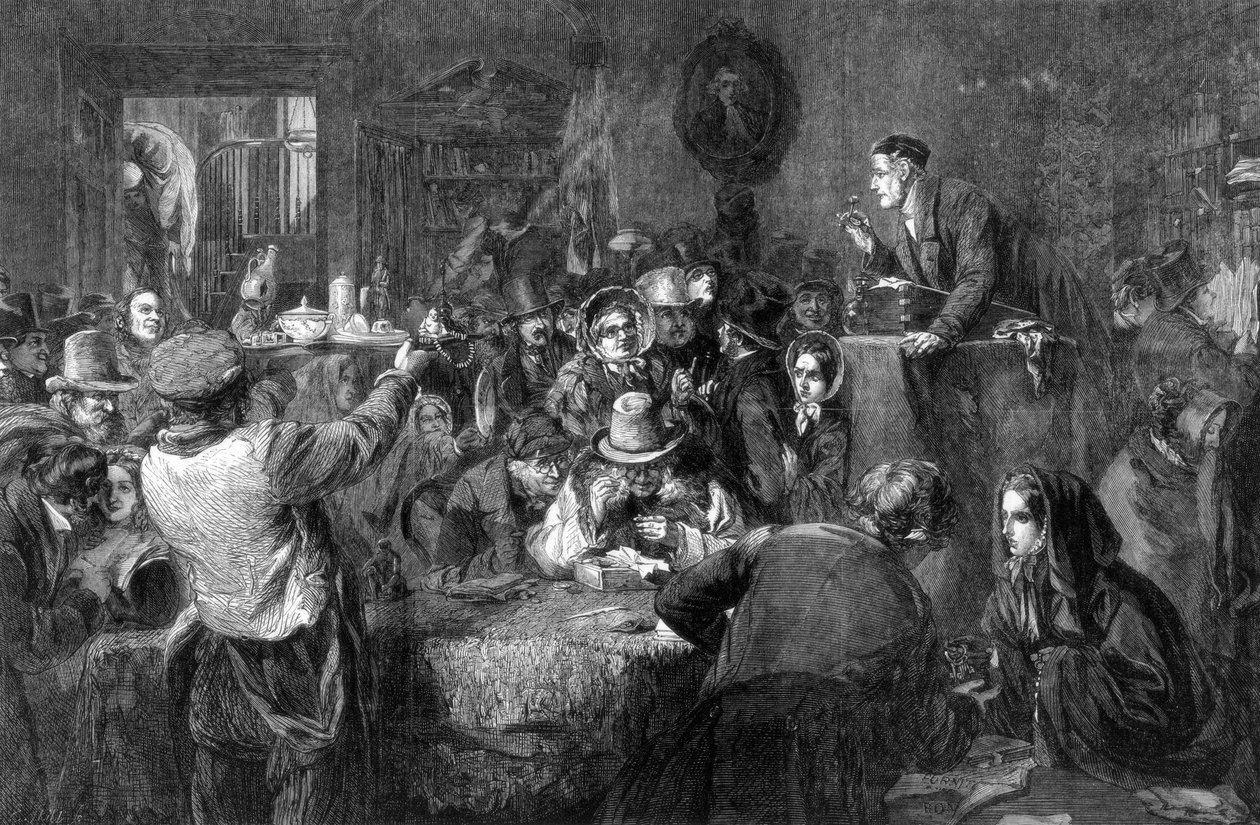 The Auction, Last Day of the Sale, the International exhibition, 1862 by George Bernard O