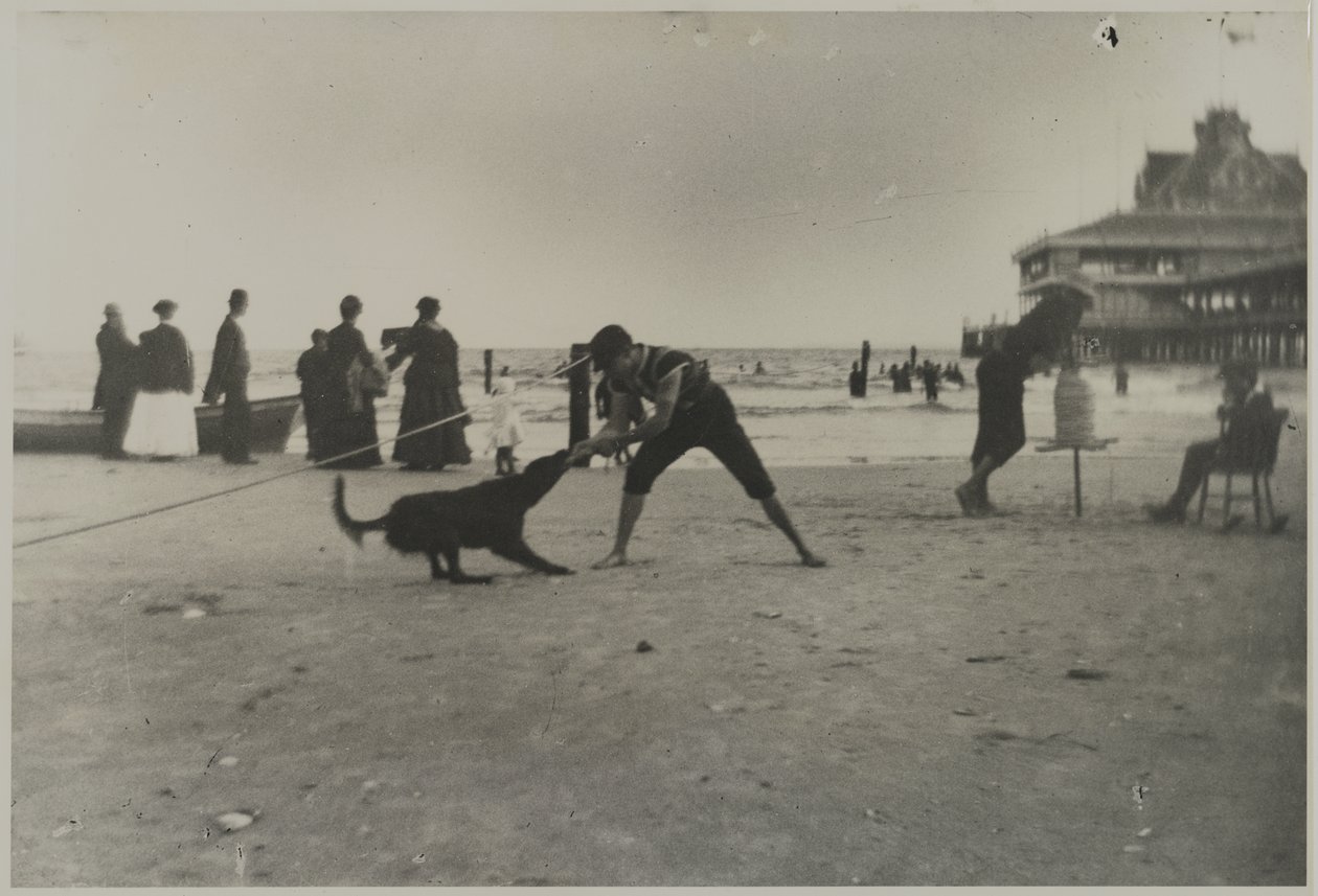 Boy and Dog, Iron Pier, Coney Island, Brooklyn by George Bradford Brainerd